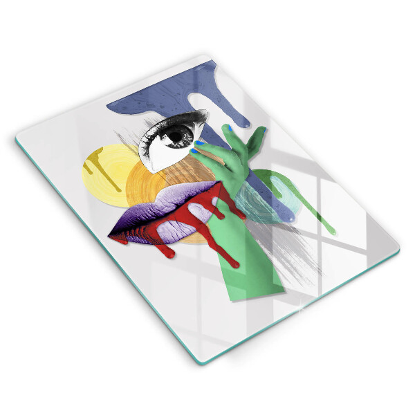 Steklena podloga za rezanje Umetniški abstraktni kolaž