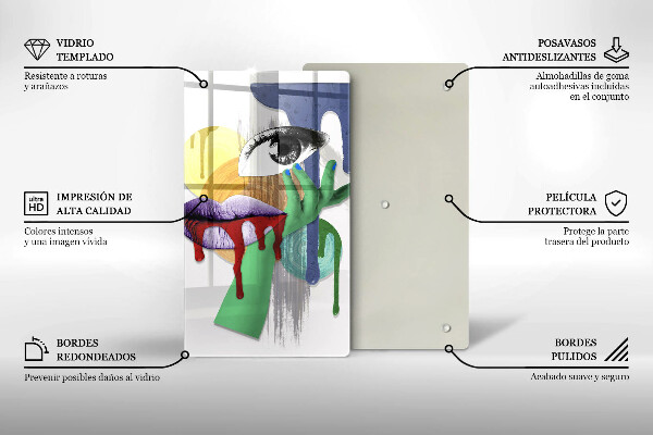 Steklena podloga za rezanje Umetniški abstraktni kolaž