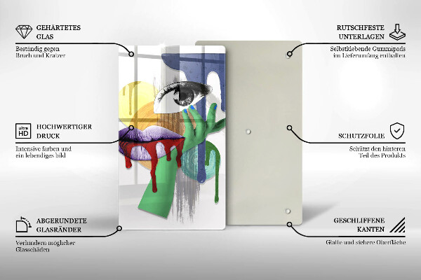 Steklena podloga za rezanje Umetniški abstraktni kolaž