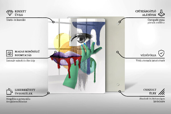 Steklena podloga za rezanje Umetniški abstraktni kolaž