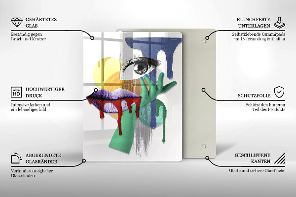 Steklena podloga za rezanje Umetniški abstraktni kolaž