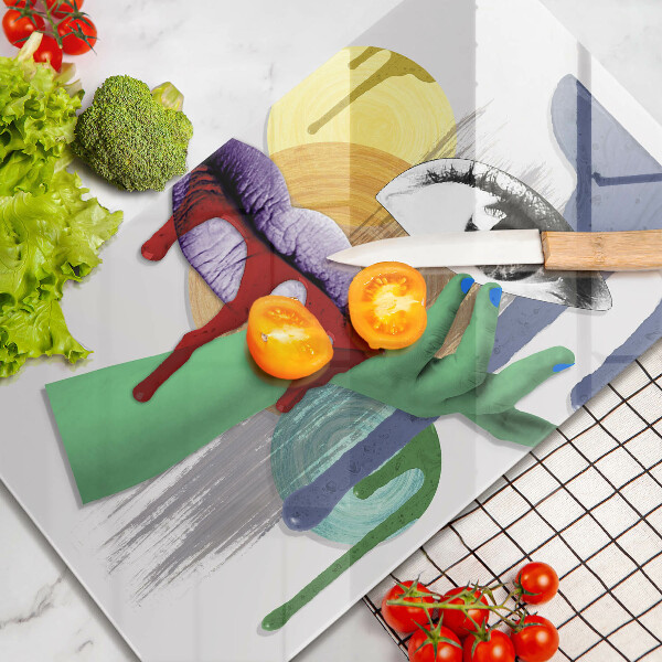 Steklena podloga za rezanje Umetniški abstraktni kolaž