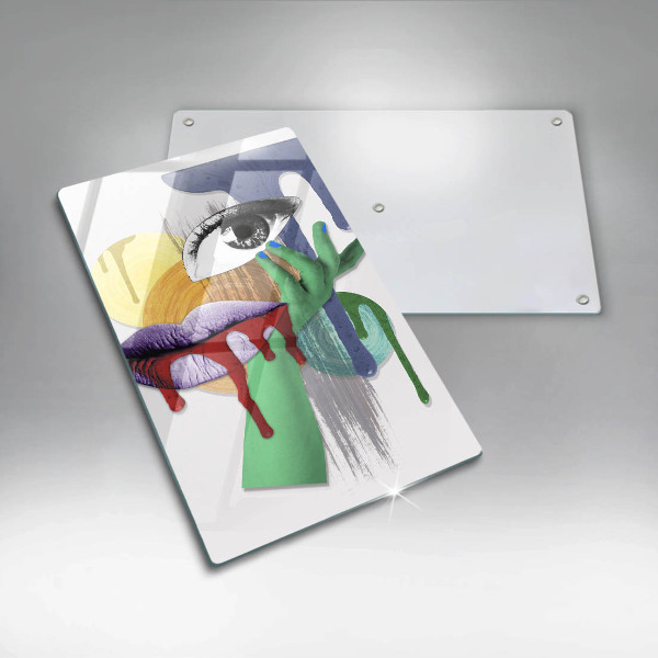 Steklena podloga za rezanje Umetniški abstraktni kolaž