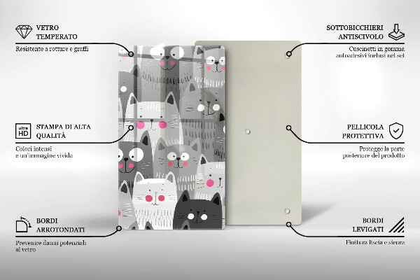 Steklena podloga za rezanje Ilustracija mačk