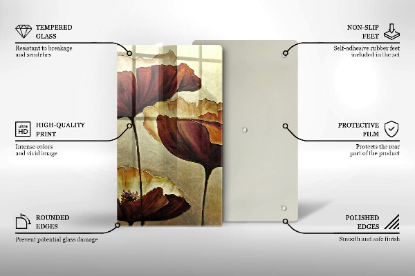 Steklena podloga za rezanje Poslikane boho rože