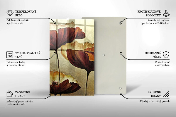 Steklena podloga za rezanje Poslikane boho rože