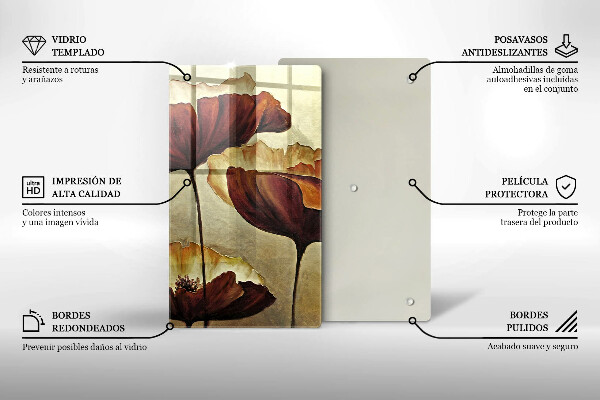 Steklena podloga za rezanje Poslikane boho rože