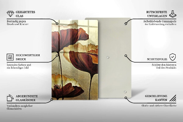 Steklena podloga za rezanje Poslikane boho rože