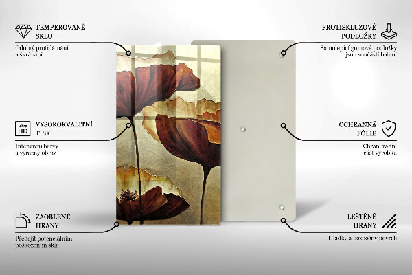 Steklena podloga za rezanje Poslikane boho rože