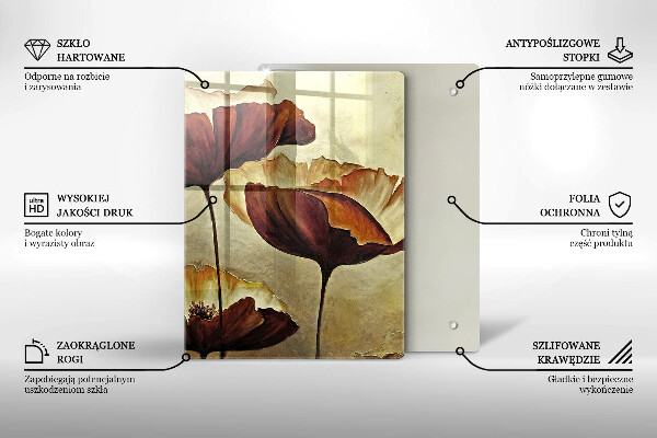 Steklena podloga za rezanje Poslikane boho rože