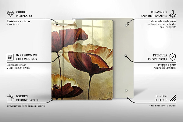 Steklena podloga za rezanje Poslikane boho rože