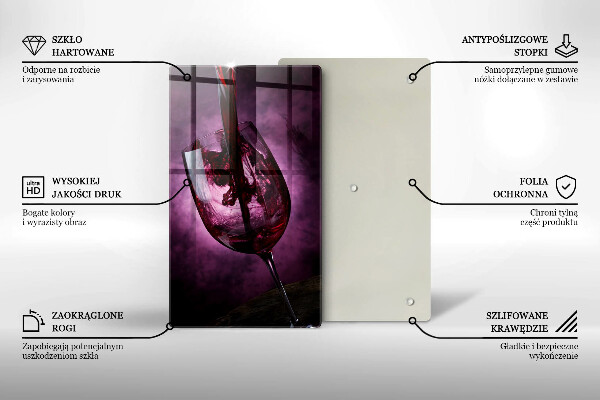 Steklena podloga za rezanje Kozarec vina