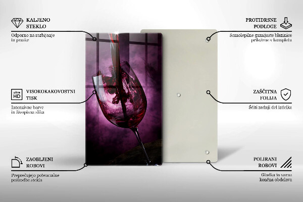Steklena podloga za rezanje Kozarec vina