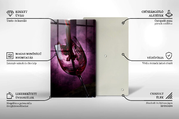 Steklena podloga za rezanje Kozarec vina