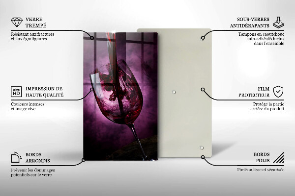 Steklena podloga za rezanje Kozarec vina