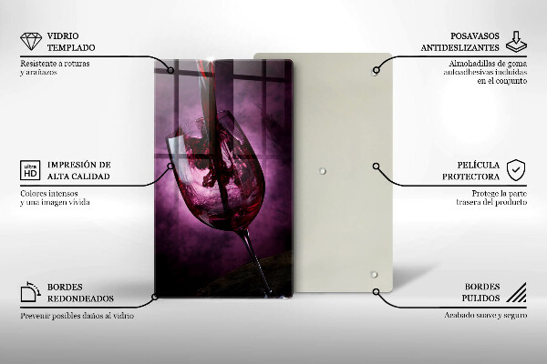 Steklena podloga za rezanje Kozarec vina