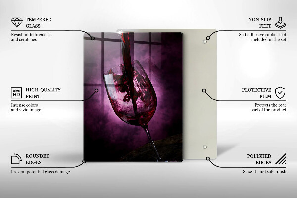 Steklena podloga za rezanje Kozarec vina