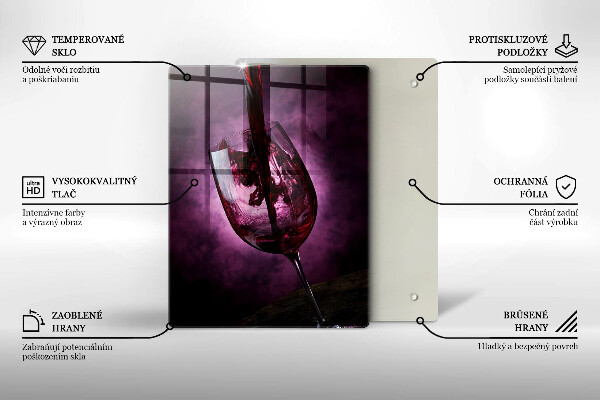 Steklena podloga za rezanje Kozarec vina
