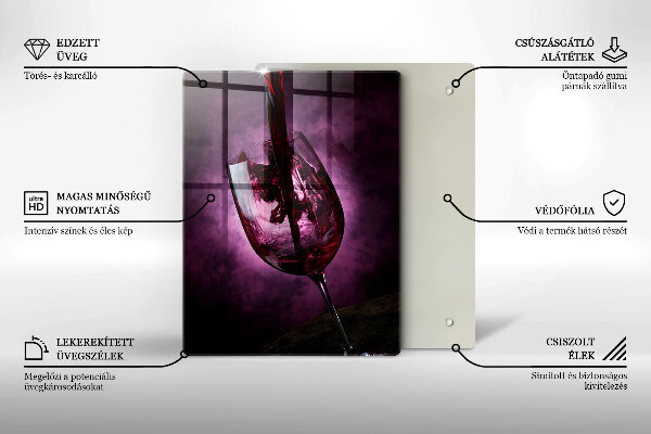 Steklena podloga za rezanje Kozarec vina