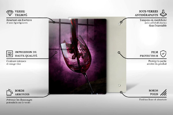 Steklena podloga za rezanje Kozarec vina