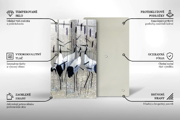 Steklena podloga za rezanje Japonski žerjavi