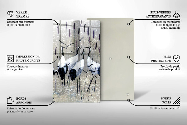 Steklena podloga za rezanje Japonski žerjavi