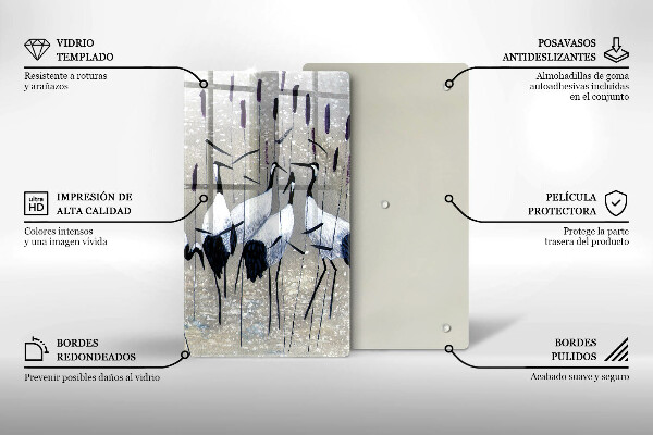 Steklena podloga za rezanje Japonski žerjavi