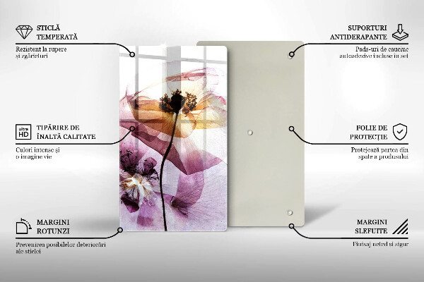 Steklena podloga za rezanje Nežni cvetovi