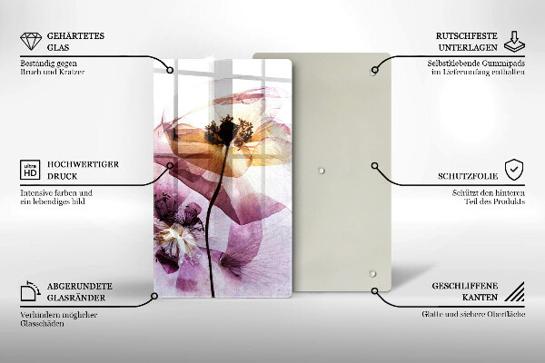 Steklena podloga za rezanje Nežni cvetovi