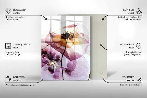 Steklena podloga za rezanje Nežni cvetovi