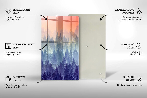 Steklena podloga za rezanje Gozd ob sončnem zahodu
