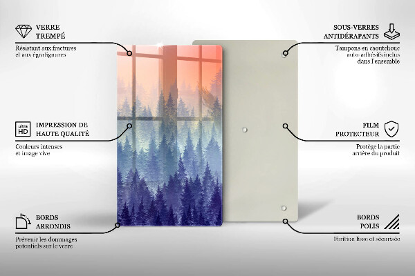 Steklena podloga za rezanje Gozd ob sončnem zahodu