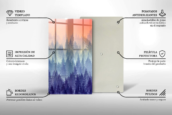 Steklena podloga za rezanje Gozd ob sončnem zahodu