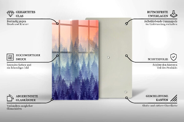 Steklena podloga za rezanje Gozd ob sončnem zahodu