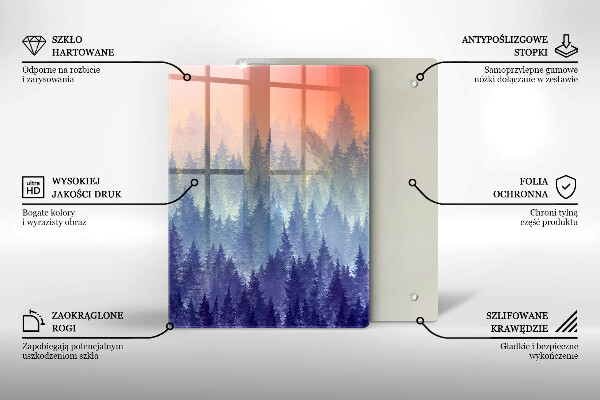 Steklena podloga za rezanje Gozd ob sončnem zahodu