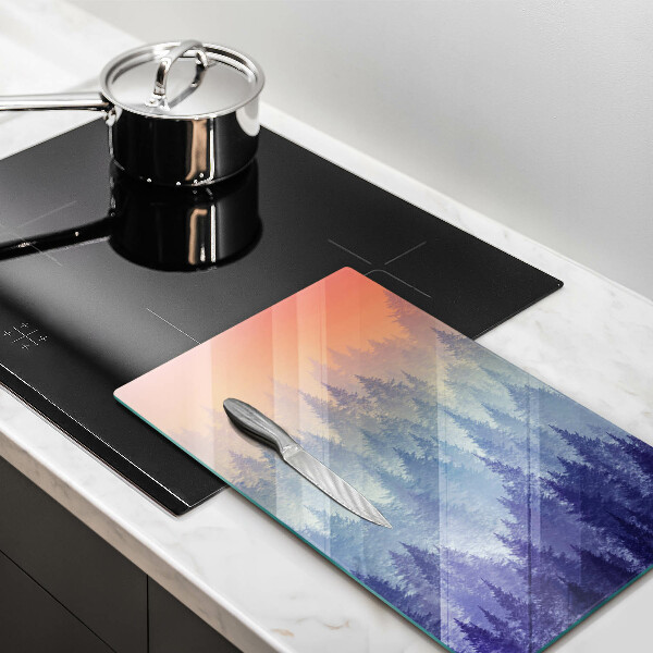 Steklena podloga za rezanje Gozd ob sončnem zahodu