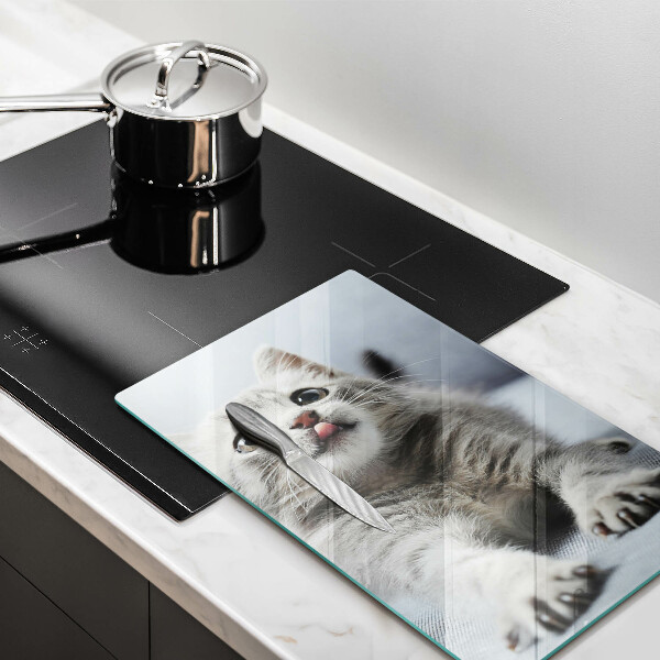 Steklena podloga za rezanje Majhna ljubka mucka