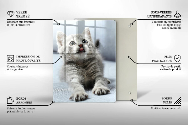 Steklena podloga za rezanje Majhna ljubka mucka