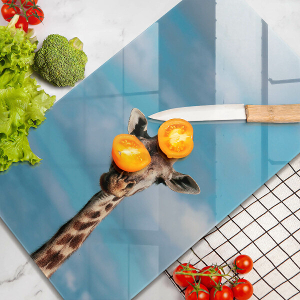 Steklena podloga za rezanje Žirafa in nebo
