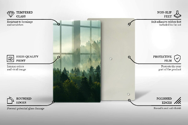 Steklena podloga za rezanje Krajinski pogled na gozd