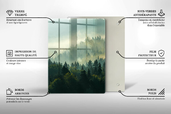 Steklena podloga za rezanje Krajinski pogled na gozd