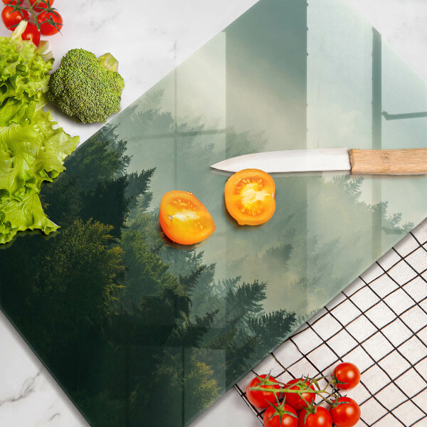 Steklena podloga za rezanje Krajinski pogled na gozd