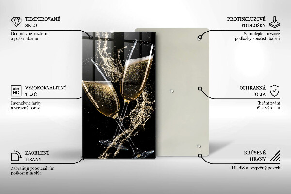 Steklena podloga za rezanje Kozarci za šampanjec