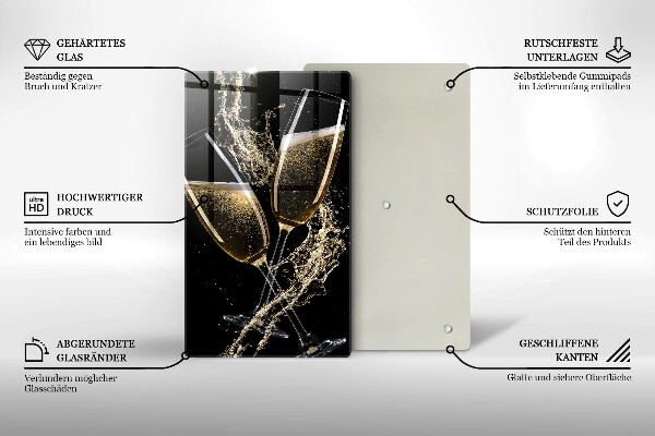 Steklena podloga za rezanje Kozarci za šampanjec