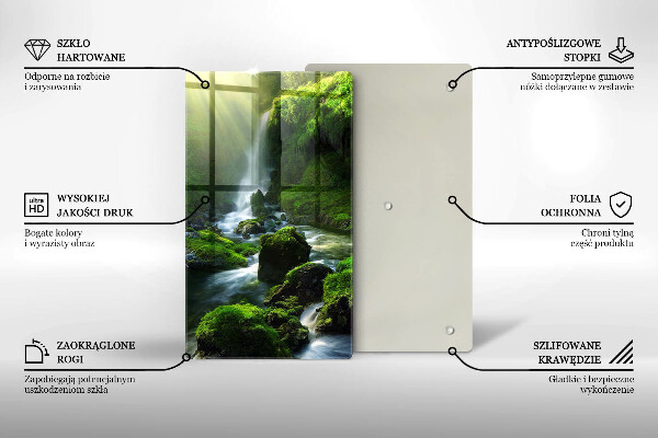 Steklena podloga za rezanje Slap v džungli