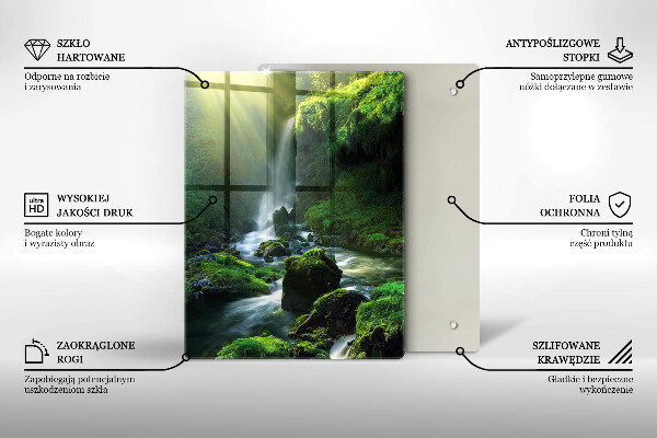 Steklena podloga za rezanje Slap v džungli