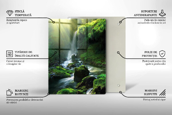 Steklena podloga za rezanje Slap v džungli