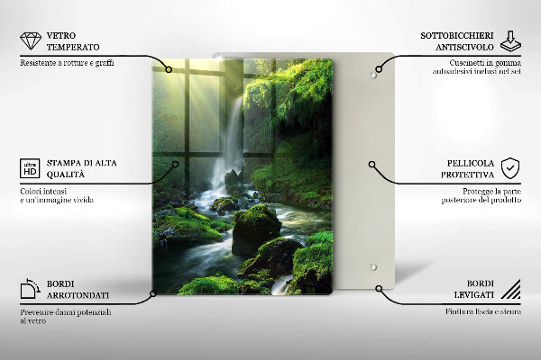 Steklena podloga za rezanje Slap v džungli