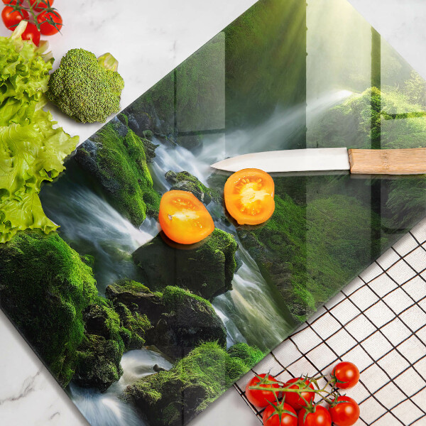 Steklena podloga za rezanje Slap v džungli