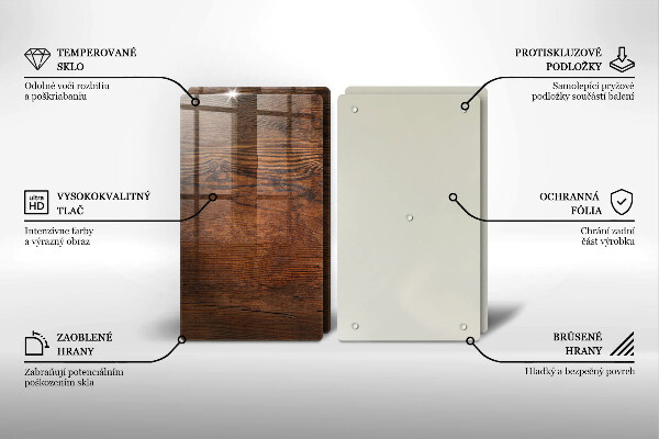 Steklena podloga za rezanje Temna lesena plošča